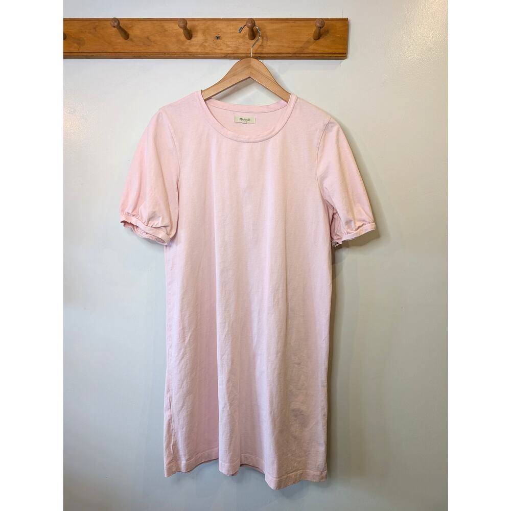 Madewell Puff Sleeve Tee Dress Powder Pink Soft Girl Spring Dress Size Large